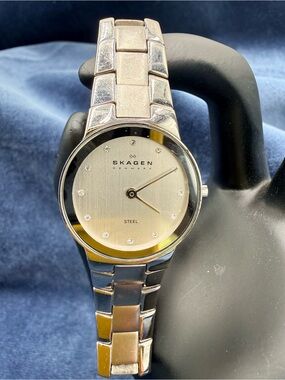 Skagen Silver Stainless Steel Crystal Marker Watch